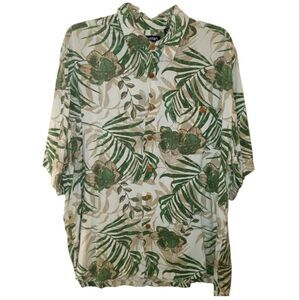 Puritan Hawiiann Banana Tropical Leaf Button Down Shirt